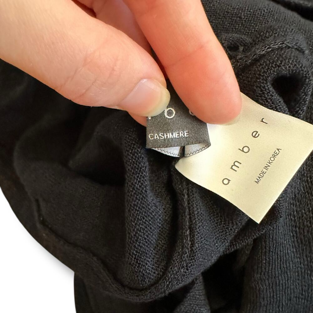 Amber Cashmere Black Longline Cardigan Sweater Coatigan Small‎ Korea Minimalist - Picture 3 of 11